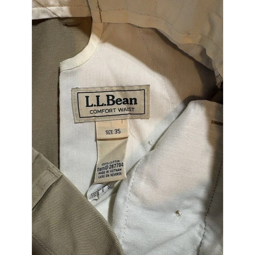 L.L. Bean Classic Fit Khaki Tan Shorts Mens Size 35 EUC Comfort Waist